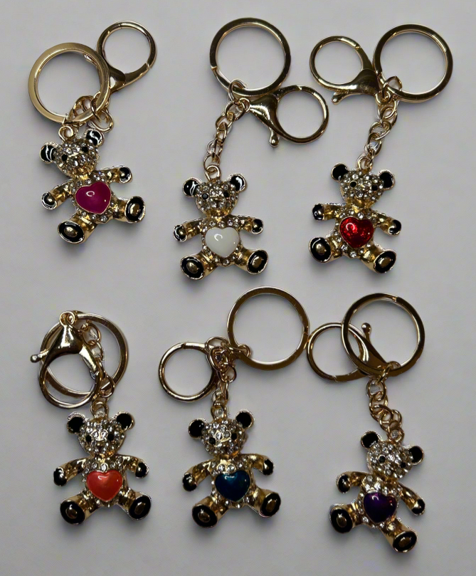 Bear Heart Rhinestone Bag Charm