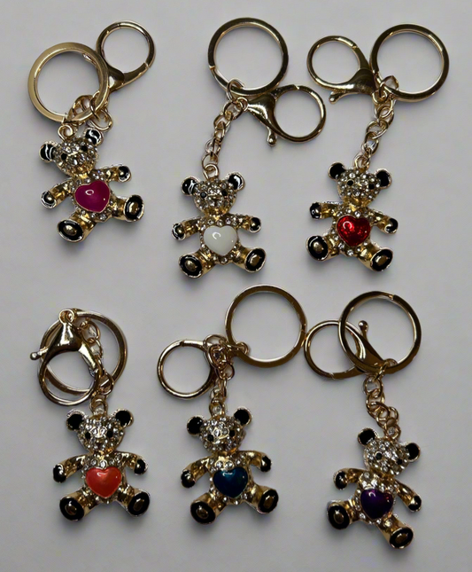 Bear Heart Rhinestone Bag Charm