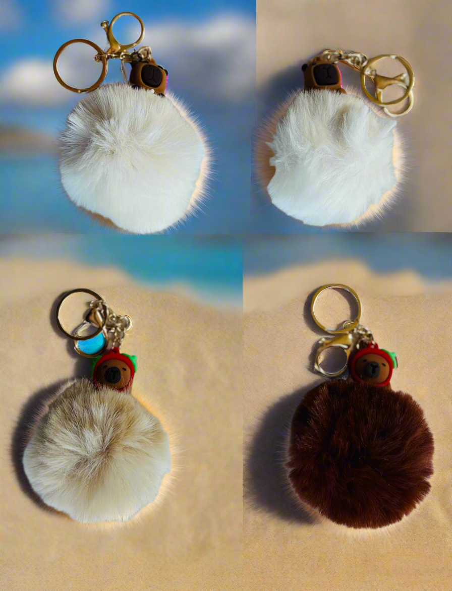 Capybara Pom Pom Keychain