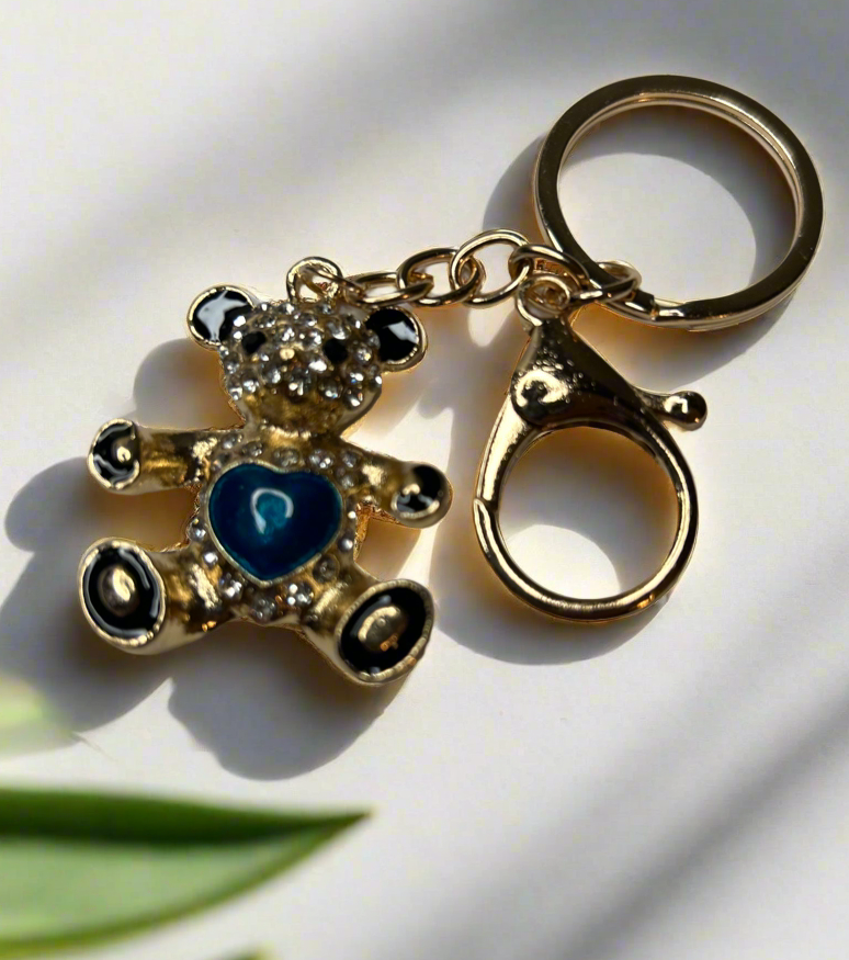Bear Heart Rhinestone Bag Charm